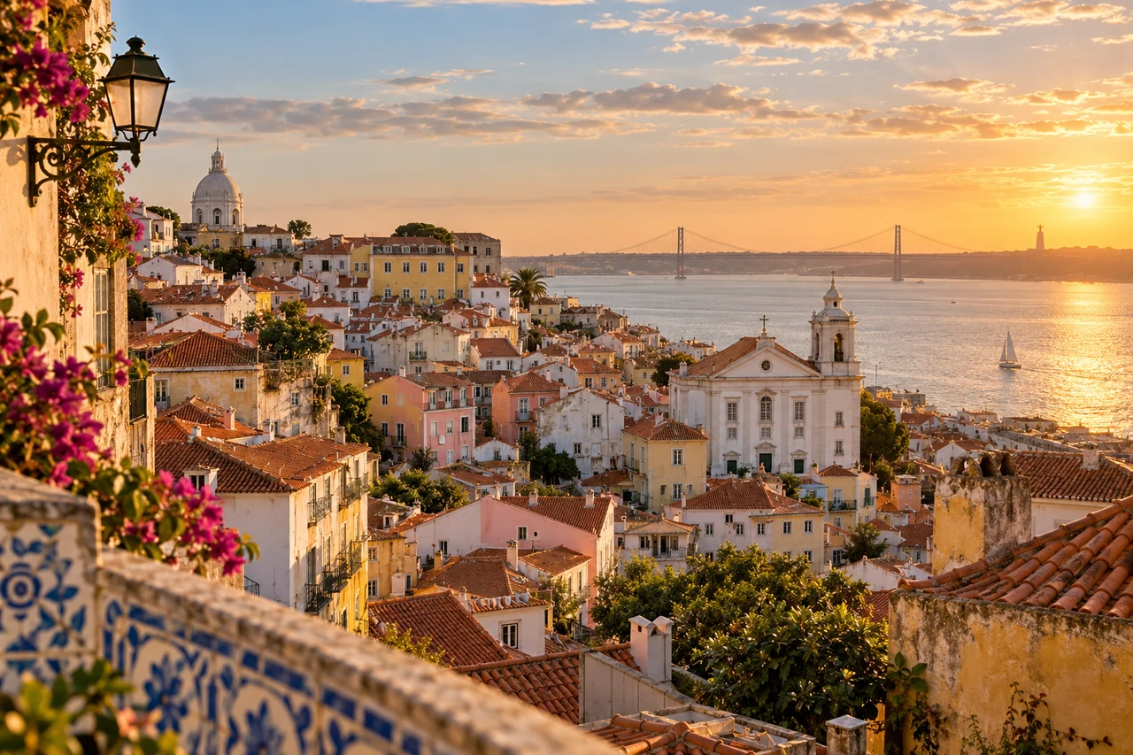 Lisbon's sunlit buildings
